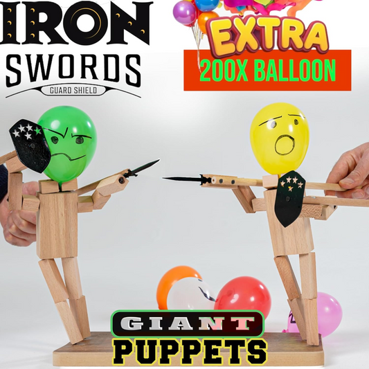 wooden fencing puppets balloon